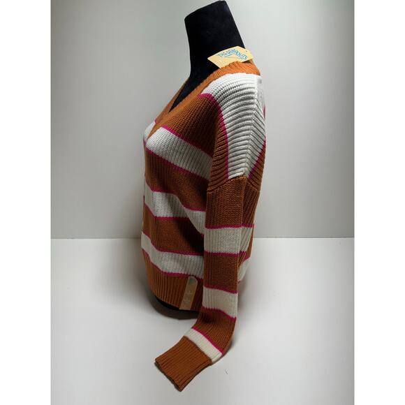 Thereabouts Kids Sweaters Sz Large 14.5/16.5P Plus V Neck Bombay Stripe New - Picture 2 of 11